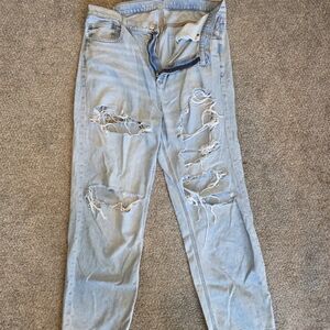 American Eagle Outfitters Light Blue Distressed Women's Flare Jeans